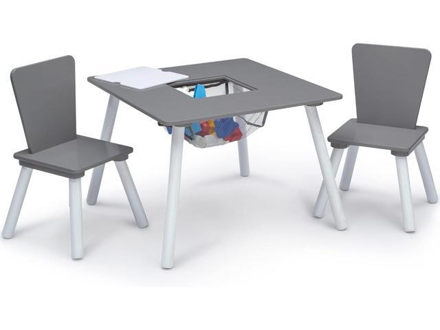 Delta Children 4-Piece Toddler Playroom Set, Grey/White