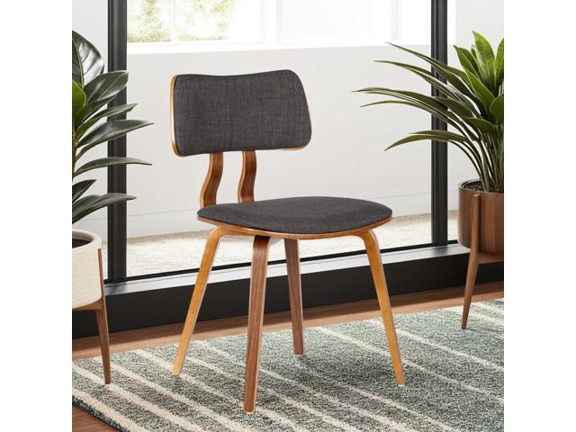 Armen Living Jaguar Dining Chair in Charcoal Fabric and Walnut Wood Finish,Charcoal/Walnut Finish 20D x 18W x 29H in
