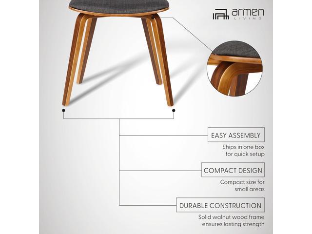 Armen Living Jaguar Dining Chair in Charcoal Fabric and Walnut Wood Finish,Charcoal/Walnut Finish 20D x 18W x 29H in