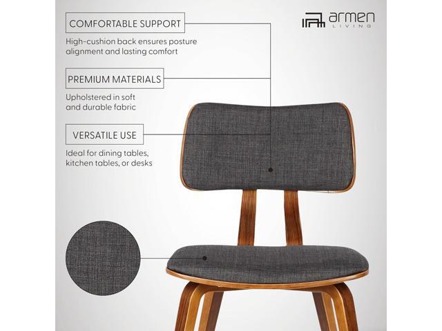 Armen Living Jaguar Dining Chair in Charcoal Fabric and Walnut Wood Finish,Charcoal/Walnut Finish 20D x 18W x 29H in