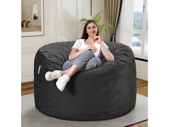 HABUTWAY Bean Bag Chair 3Ft Luxurious Velvet Ultra Soft Fur with High Rebound Memory Foam Bean Bag Chairs for Adults Plush Lazy Sofa with Fluffy...