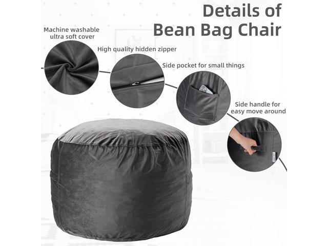 HABUTWAY Bean Bag Chair 3Ft Luxurious Velvet Ultra Soft Fur with High Rebound Memory Foam Bean Bag Chairs for Adults Plush Lazy Sofa with Fluffy...