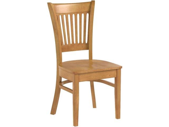 East West Furniture VAC-OAK-W Vancouver Kitchen Dining Chairs - Slat Back Wooden Seat Chairs, Set of 2, Oak