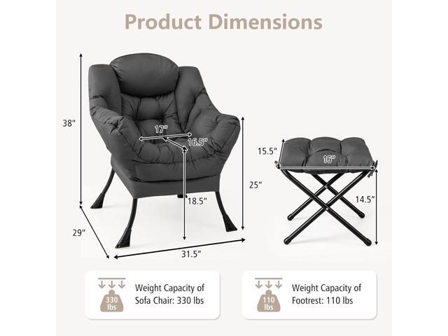 Giantex Lazy Chair with Ottoman, Accent Sofa Chair with Folding Footrest, Side Storage Pocket, Upholstered Leisure Lounge Armchair with Stool for...