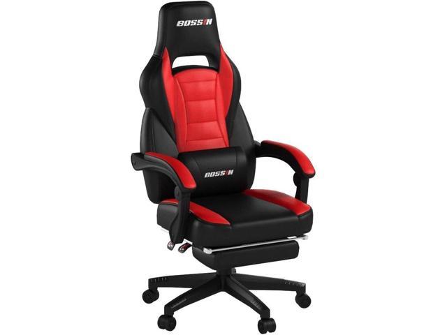 BOSSIN Racing Style Gaming Chair, Leather Computer Desk Chair with Footrest and Headrest, Ergonomic Heavy Duty Design, Large Size High-Back...
