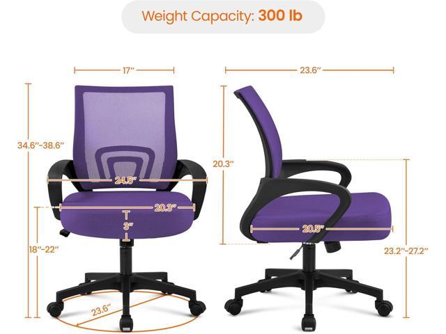 Yaheetech Office Chair Ergonomic Mesh Chair w/Lumbar Support Armrest Wheels Comfortable Racing Seat Adjustable Swivel Rolling Home Executive Mid...
