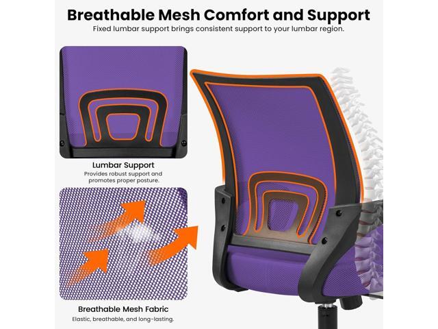 Yaheetech Office Chair Ergonomic Mesh Chair w/Lumbar Support Armrest Wheels Comfortable Racing Seat Adjustable Swivel Rolling Home Executive Mid...