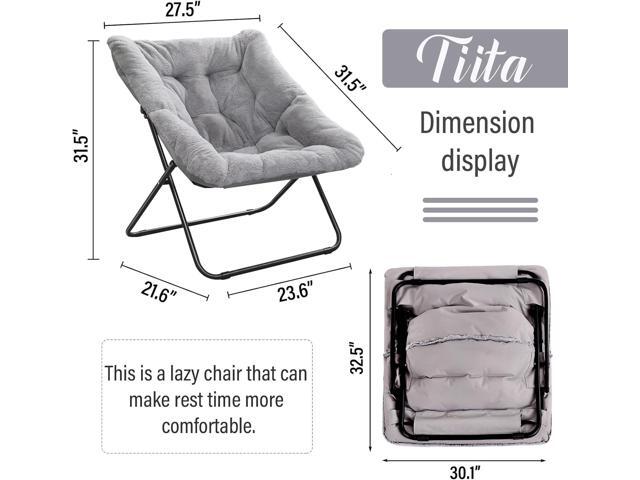 Tiita Comfy Saucer Chair, Soft Faux Fur Oversized Folding Accent Chair, Lounge Lazy Chair for Kids Teens Adults, Metal Frame Moon Chair for...