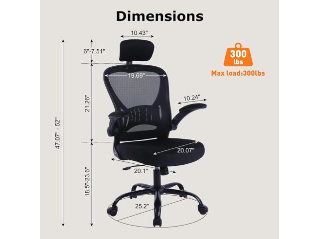 ralex-chair Ergonomic Office Chair with Adjustable Headrest & Lumbar Support, Computer Desk Chair with Flip-Up Armrests, Comfortable for Home,...