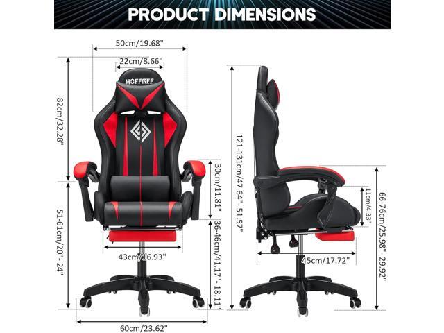 RGB Gaming Chair Massage with LED Lights and Footrest Ergonomic Computer Gaming Chair with High Back Video Game Chair with Adjustable Lumbar...