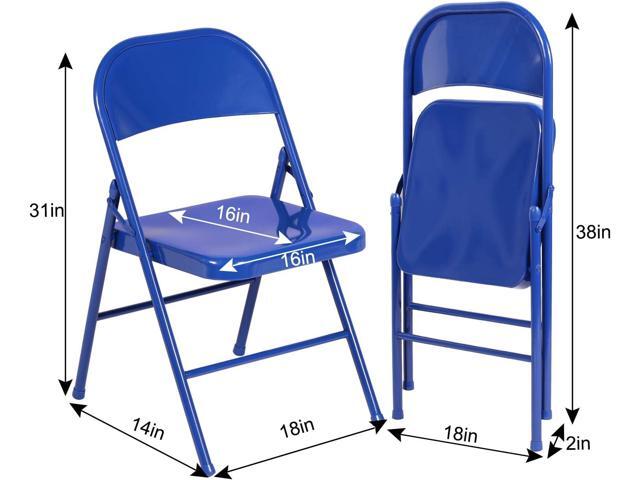 VECELO Metal Folding Chairs 4 Pack, Double Hinged Steel Frame Easy Foldable & Stackable for Office Kitchen Dinning Wedding Patio and Garden