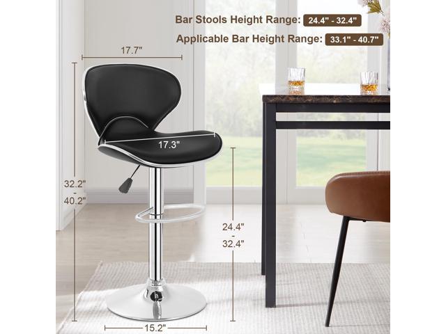 BestOffice Bar Stools Set of 2, Counter Height Adjustable Bar Stools with Back Bar Stool PU Leather Swivel Bar Stool Kitchen Counter Bar Stools...