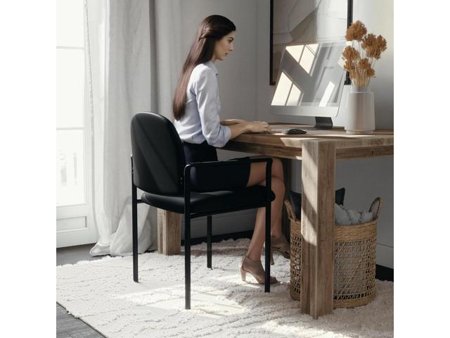 Flash Furniture Tiffany Side Reception Chair with Padded Armrests, Stackable Vinyl Waiting Room Chair for Commercial or Residential Use, Black