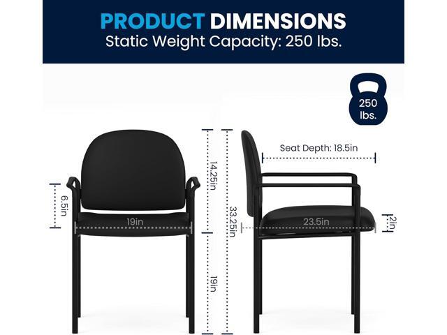 Flash Furniture Tiffany Side Reception Chair with Padded Armrests, Stackable Vinyl Waiting Room Chair for Commercial or Residential Use, Black