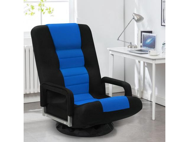 Swivel Floor Gaming Chair w/Armrests, Folding Video Reclining Sofa w/6 Adjustable Position, Padded Backrest & Cushion, Lazy Lounger Couch for...