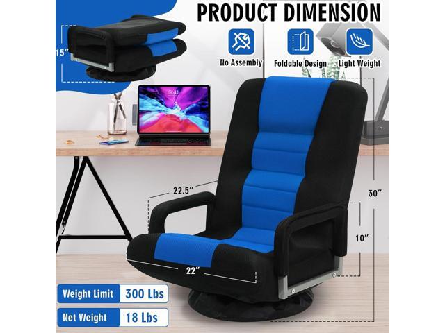 Swivel Floor Gaming Chair w/Armrests, Folding Video Reclining Sofa w/6 Adjustable Position, Padded Backrest & Cushion, Lazy Lounger Couch for...