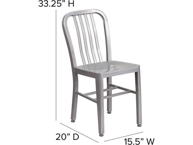Flash Furniture Commercial Grade Silver Metal Indoor-Outdoor Chair