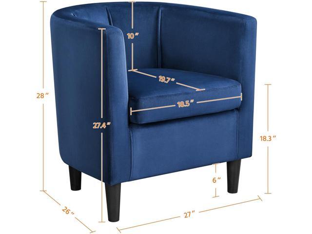 Yaheetech Velvet Accent Chair, Modern and Comfortable Armchairs, Upholstered Barrel Sofa Chair for Living Room Bedroom Waiting Room, Set of 2, Blue
