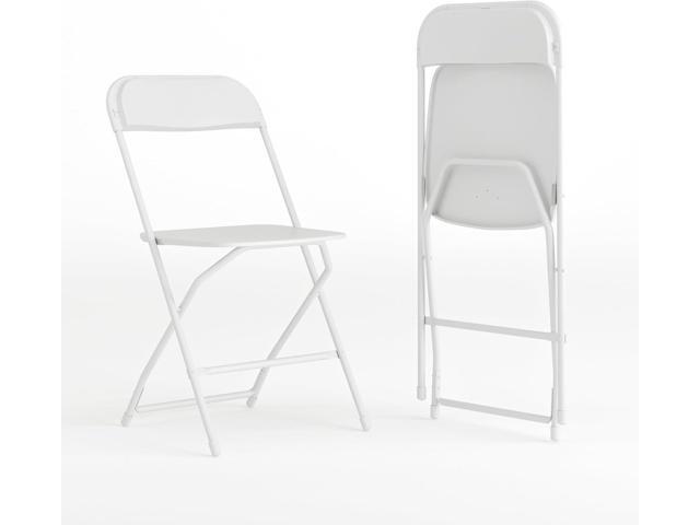 EMMA + OLIVER Set of 2 Plastic Folding Chairs - 650 LB Weight Capacity Lightweight Stackable Folding Chair in White
