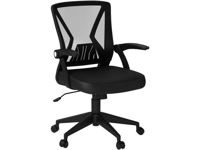 Mesh Office Chair Ergonomic Mid Back Swivel Black Mesh Desk Chair Flip Up Arms with Lumbar Support Computer Chair Adjustable Height Task Chairs