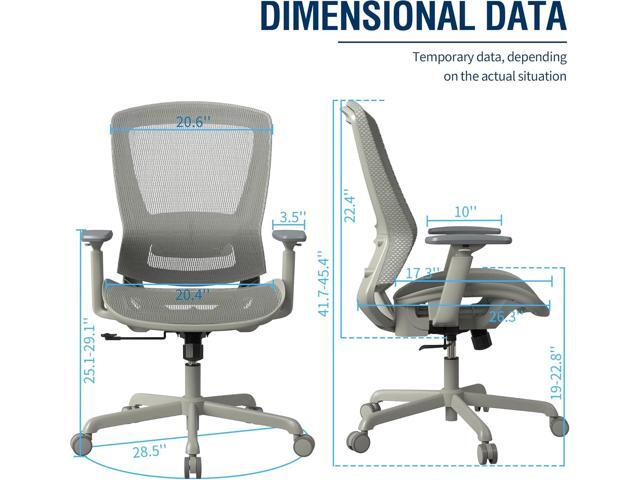 ELABEST T96 Mesh Office Chair,Ergonomic Computer Desk Chair,Sturdy Task Chair- Adjustable Lumbar Support & Armrests,Tilt Function,Comfort Wide...