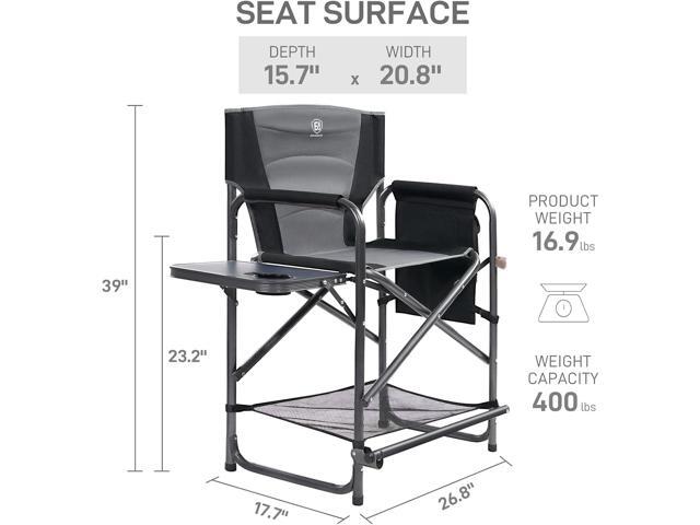 EVER ADVANCED Medium Tall Directors Chair Foldable Makeup Artist Chair Bar Height with Side Table Cup Holder and Pocket Footrest, Supports 400LBS...