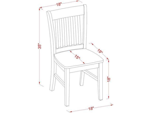 East West Furniture NFC-OAK-W Norfolk Dining Chairs - Slat Back Wooden Seat Chairs, Set of 2, Oak