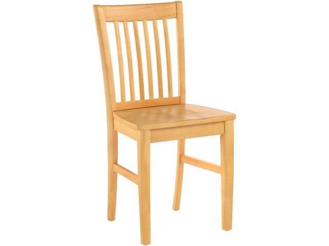 East West Furniture NFC-OAK-W Norfolk Dining Chairs - Slat Back Wooden Seat Chairs, Set of 2, Oak