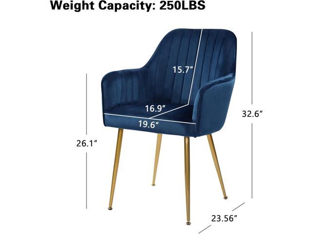thksbought Set of 2 Velvet Dinning Chairs, Upholstered Accent Chairs with Gold Plating Legs for Living Room Chairs(Blue)