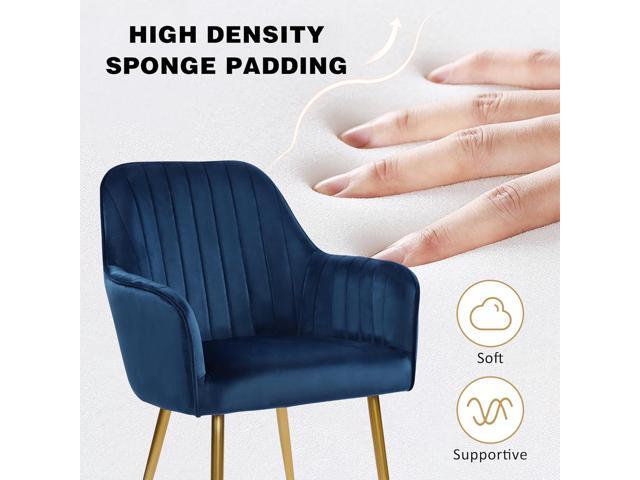 thksbought Set of 2 Velvet Dinning Chairs, Upholstered Accent Chairs with Gold Plating Legs for Living Room Chairs(Blue)