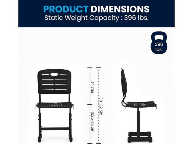 Flash Furniture Adjustable Height Black Student Chair with Black Pedestal Frame