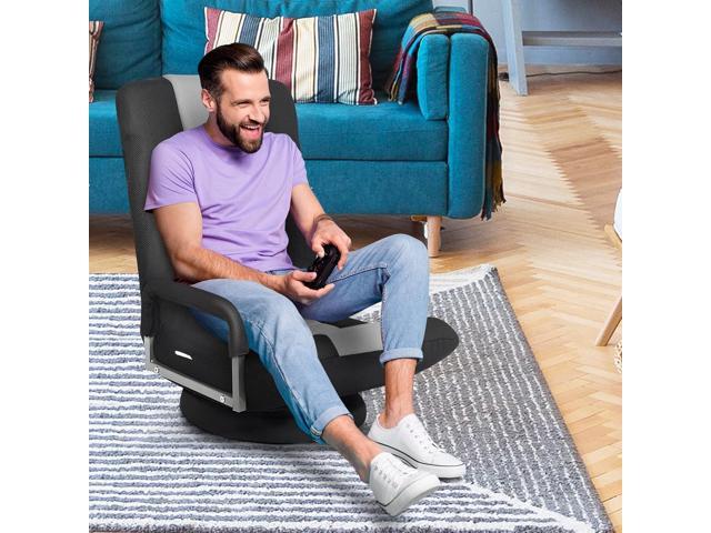 Giantex Floor Gaming Chair, 360 Degree Swivel Floor Chair with Armrests, 6 Adjustable Position, Padded Backrest, Folding Floor Chair Rocker for...