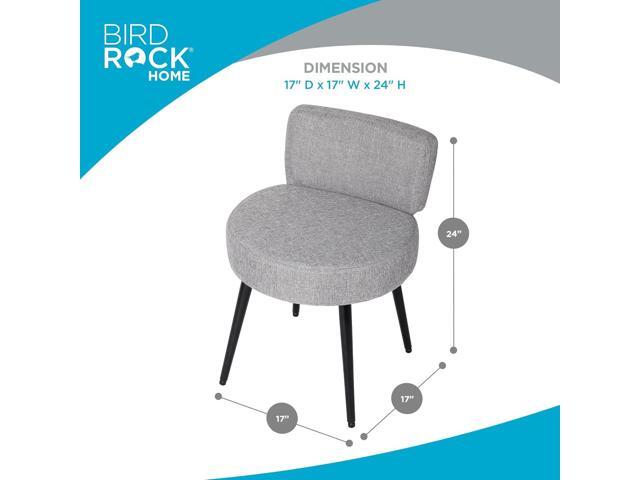 BIRDROCK HOME Linen Chair w/Back - Small Padded Footrest - Compact Round Ottoman Foot Stool - Living Room, Office, Dorm Chair - Upholstered Soft...