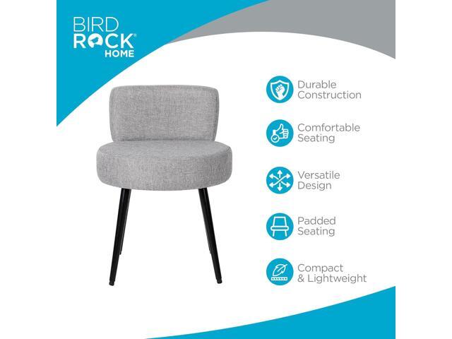 BIRDROCK HOME Linen Chair w/Back - Small Padded Footrest - Compact Round Ottoman Foot Stool - Living Room, Office, Dorm Chair - Upholstered Soft...