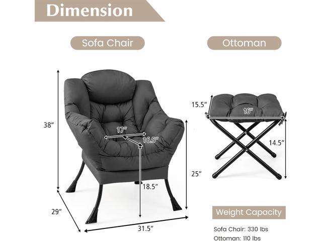 DORTALA Modern Lazy Chair with Ottoman, Single Sofa Chair w/Side Pocket and Armrests, Soft Upholstered Modern Leisure Chairs Set, Suitable for...
