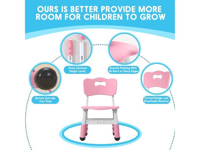 Kids Height Adjustable Toddler Chair Max Load 220LBS Plastic Indoor Outdoor for Children Age 1-6 School Home Daycare Use Pink