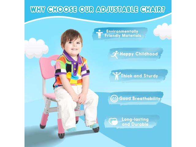 Kids Height Adjustable Toddler Chair Max Load 220LBS Plastic Indoor Outdoor for Children Age 1-6 School Home Daycare Use Pink