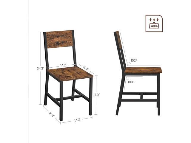 VASAGLE Dining Chair Set of 2, Rustic Wood Chairs with Metal Steel Frame, Easy to Assemble, Comfortable Seat, Modern Farmhouse Chair for Kitchen,...