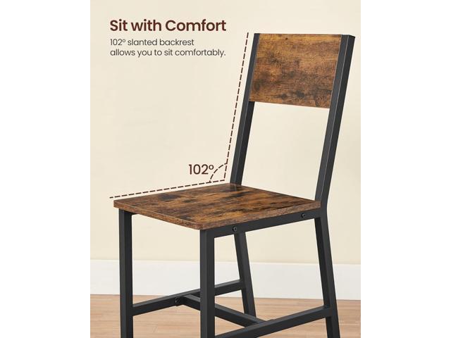 VASAGLE Dining Chair Set of 2, Rustic Wood Chairs with Metal Steel Frame, Easy to Assemble, Comfortable Seat, Modern Farmhouse Chair for Kitchen,...
