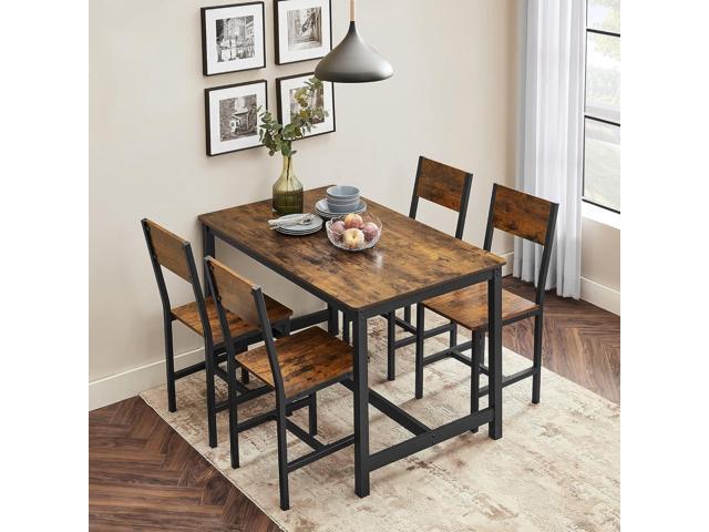 VASAGLE Dining Chair Set of 2, Rustic Wood Chairs with Metal Steel Frame, Easy to Assemble, Comfortable Seat, Modern Farmhouse Chair for Kitchen,...