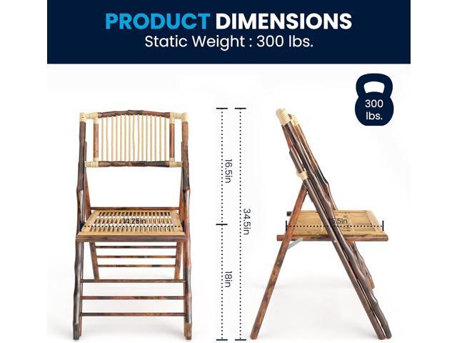 Flash Furniture Folding Bohemian Bamboo Chairs with Curved Backs, Modern Bamboo Folding Dining Chairs, 300 lb. Static Weight Capacity, Set of 2