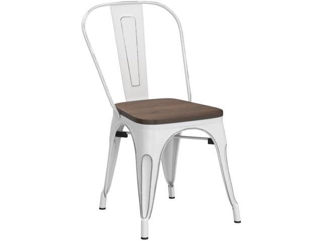 Yaheetech Metal Dining Chairs Set of 4, Industrial Stackable Kitchen Chairs with Wood Top Seat for Dining Room/Restaurant/Bistro/Patio, Indoor &...