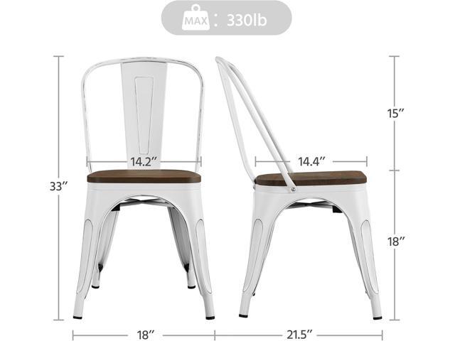 Yaheetech 18 Inch Classic Iron Metal Dining Chair with Wood Top/Seat Indoor-Outdoor Use Chic Bistro Cafe Side Barstool Bar Chair Distressed White,...