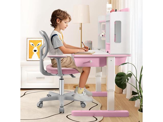 Giantex Kids Desk Chair, Children Computer Chair with Wheels and Y-Shaped Lumbar Support, Mesh Kids Study Seating, Height Adjustable Desk Chair for...