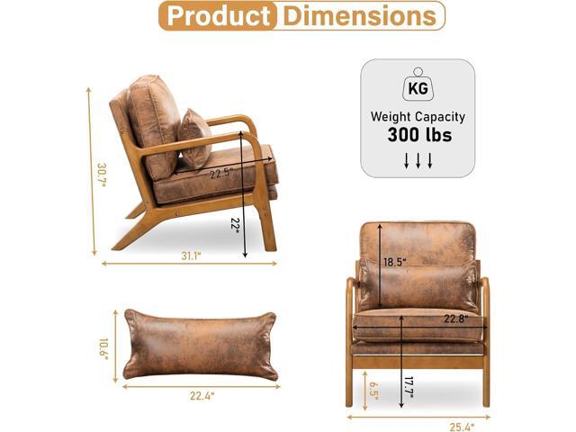 Accent Chair for Living Room, Mid-Century Modern Upholstered Armchair with Pillow,Reading Arm Chair,Comfy Accent Chair for Bedroom