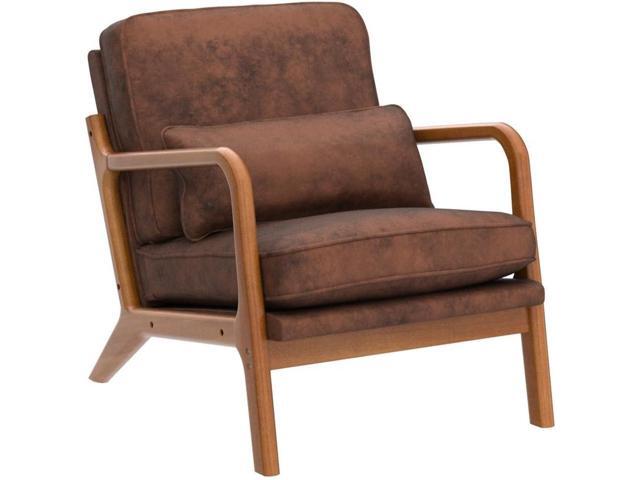 Accent Chair for Living Room, Mid-Century Modern Upholstered Armchair with Pillow,Reading Arm Chair,Comfy Accent Chair for Bedroom