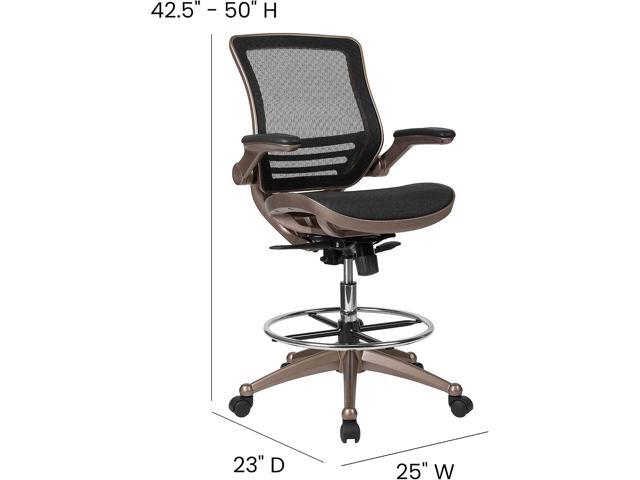 Flash Furniture Waylon Mid-Back Swivel Office Chair with Adjustable Foot Ring and Seat Height, Ergonomic Mesh Chair with Armrests, Black/Gold