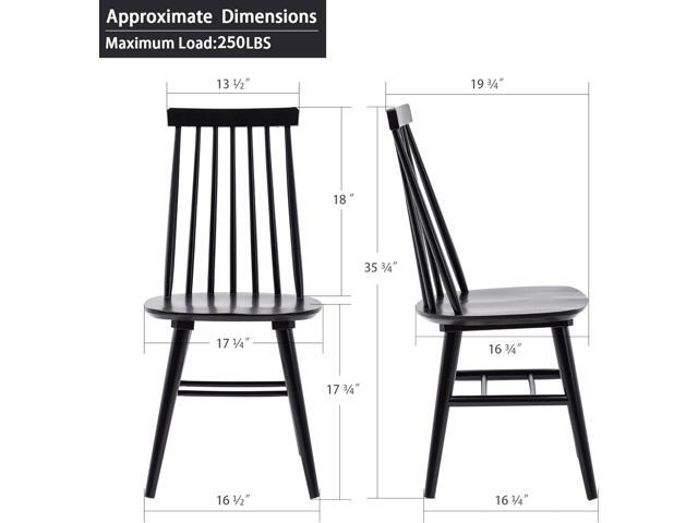 DUHOME Dining Chairs Set of 2, Wood Dining Room Chairs Slat Back Kitchen Room Chair Windsor Chairs, Black