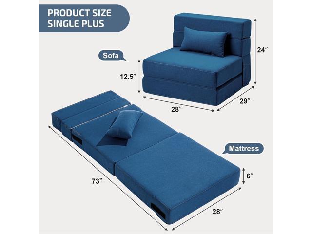 Folding Sofa Bed with Pillow- Convertible Chair Floor Couch & Sleeping Mattress, Foldable Memory Foam Sleeper for Living Room/Dorm/Guest Room/Home...