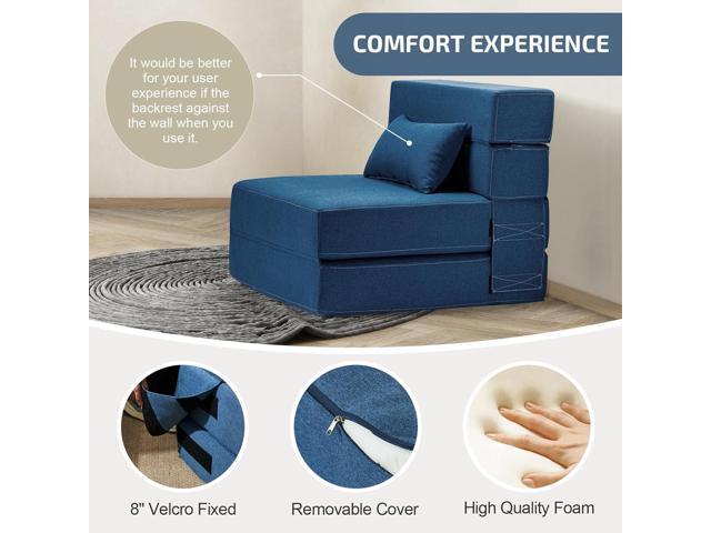 Folding Sofa Bed with Pillow- Convertible Chair Floor Couch & Sleeping Mattress, Foldable Memory Foam Sleeper for Living Room/Dorm/Guest Room/Home...